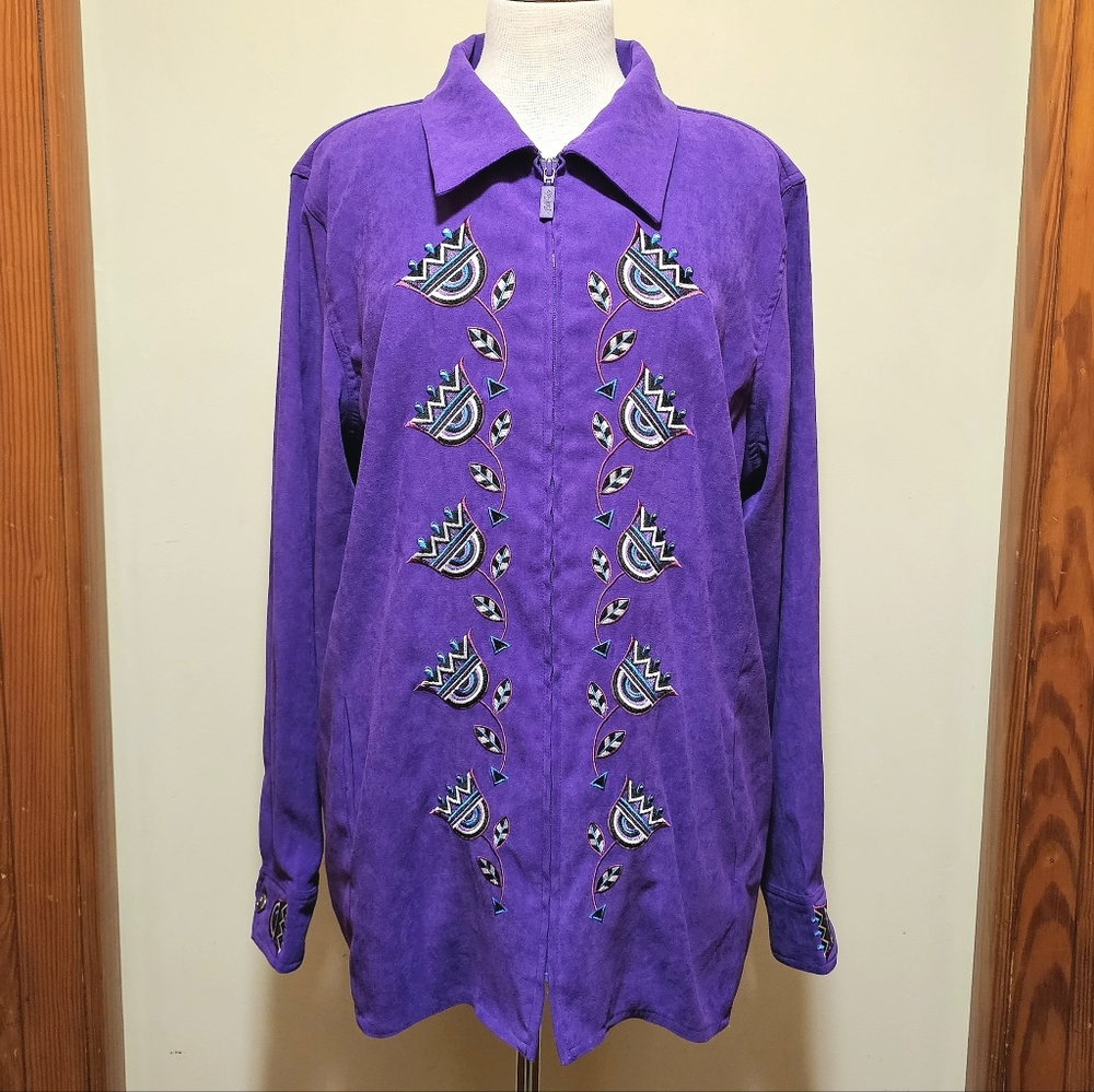Bob Mackie Vintage Purple Embroidered Jacket
